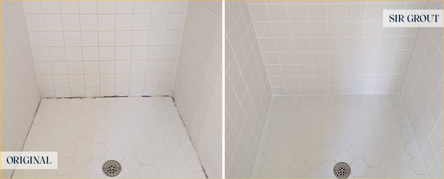 Shower Before and After a Superb Tile Cleaning in Lehigh Acres, FL