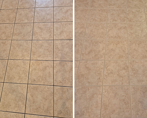 Floor Before and After a Grout Cleaning in Cape Coral, FL