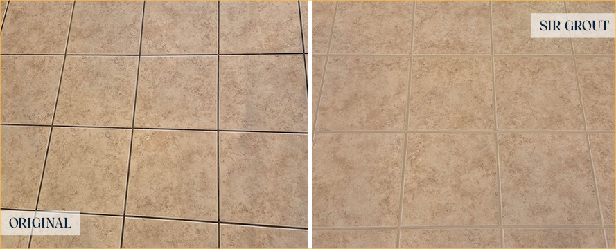 Floor Before and After an Excellent Grout Cleaning in Cape Coral, FL