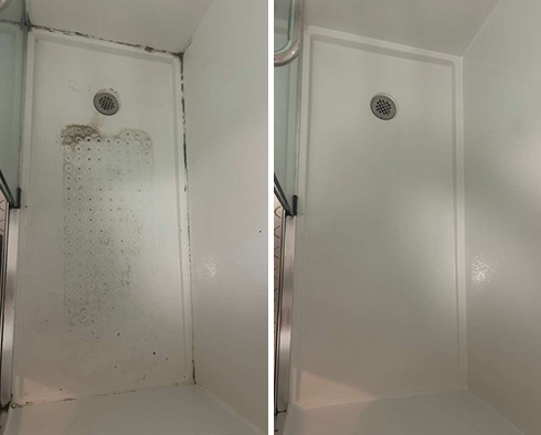 Shower Before and After a Tile Cleaning in Naples, FL