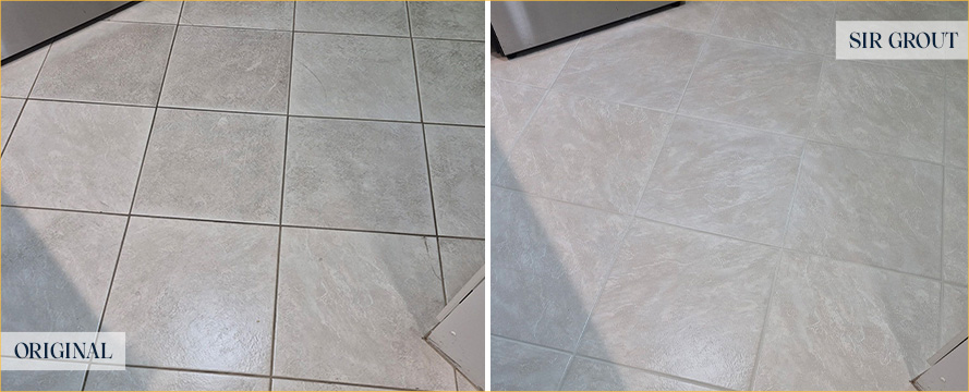 Floor Before and After a Flawless Grout Cleaning in Naples, FL