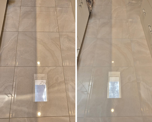 Floor Before and After a Grout Sealing in Naples, FL