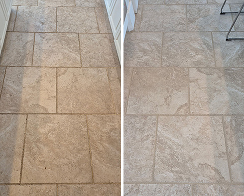 Floor Before and After a Grout Sealing in Bonita Springs, FL