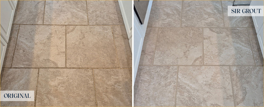 Floor Before and After a Flawless Grout Sealing in Bonita Springs, FL