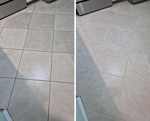 Floor Before and After a Grout Sealing in Naples, FL