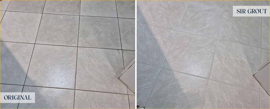Floor Before and After a Flawless Grout Sealing in Naples, FL