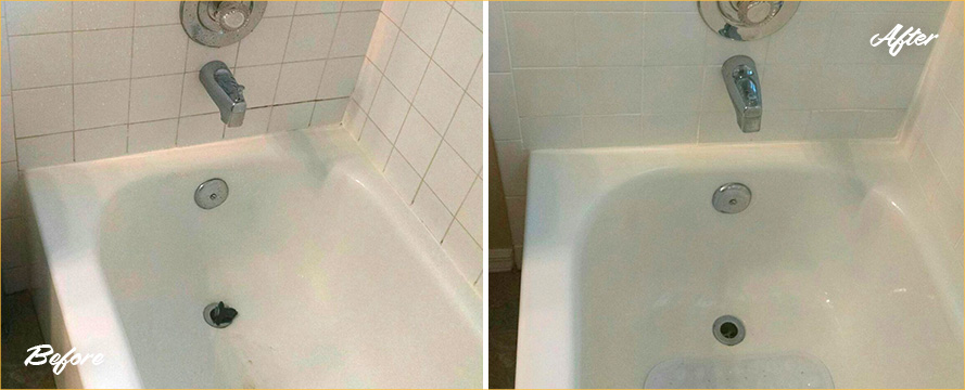 Picture of a Shower Before and After a Tile Cleaning in Fort Myers, Florida