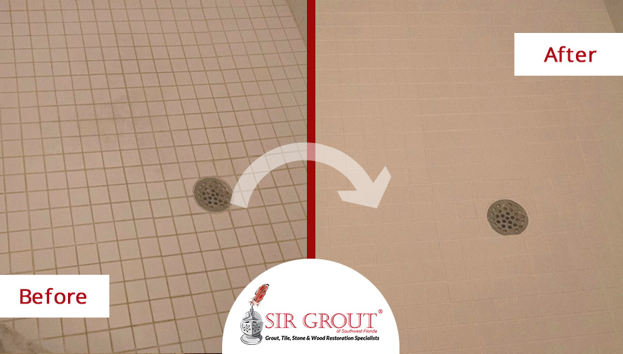 Before & After Shower Grout Sealing in Fort Myers, FL