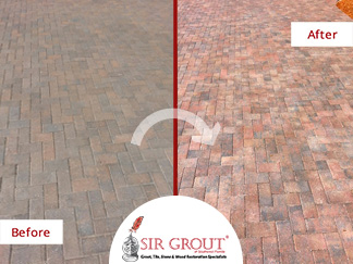 Before and After Picture of a Stone Sealing Service in Fort Myers, Florida