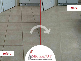 Before and After Picture of a Grout Sealing Service in Punta Gorda, FL