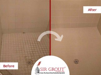Before and After Picture of a Grout Cleaning Service in Estero, FL
