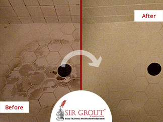 Before and After Picture of a Tile and Grout Cleaning Service in Fort Myers, FL