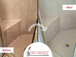 Before and After Picture of a Grout Cleaning Service in Naples, Florida