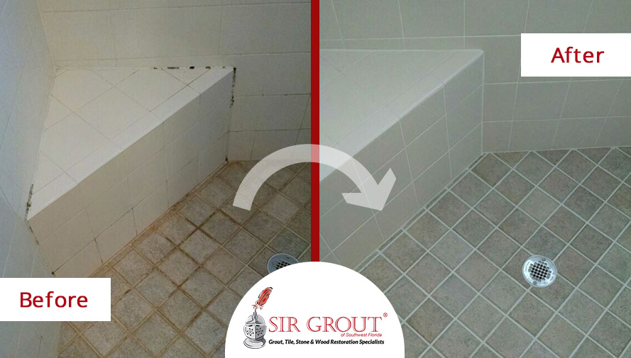 Before and After Image of a Grout Cleaning Service in Fort Myers, FL