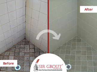 Before and After Picture of a Grout Cleaning Service in Fort Myers, FL