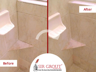 Before and After Picture of a Grout Cleaning and ColorSealing Service in Estero, FL