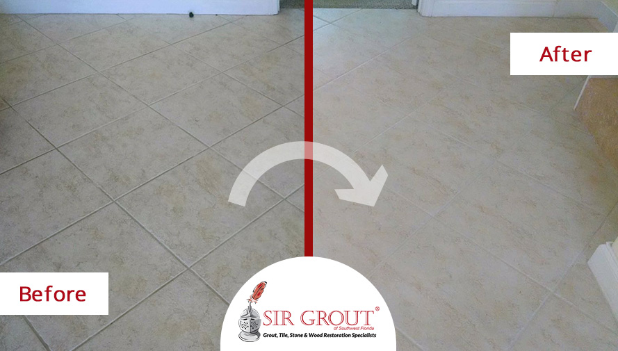 Before and After Image of a Grout Cleaning Service in Fort Myers, FL