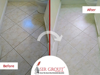 Before and After Picture of a Grout Cleaning Service in Fort Myers, FL