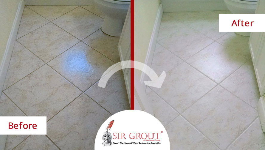 Before and After Picture of a Grout Cleaning Service in Fort Myers, FL