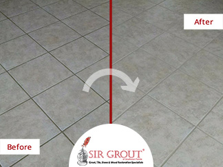 Before and After Picture of Dirty Grout in Fort Myers