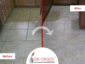 Before and After Picture of a Dirty Grout in Bonita Springs, Florida