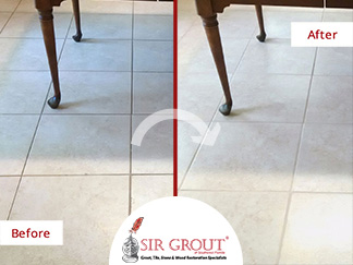 Before and After Picture of a Grout Cleaning Service in Fort Myers, FL