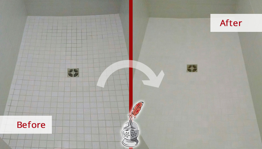 Before and after Picture of a Total Transformation after a Grout Cleaning Job in Naples, FL