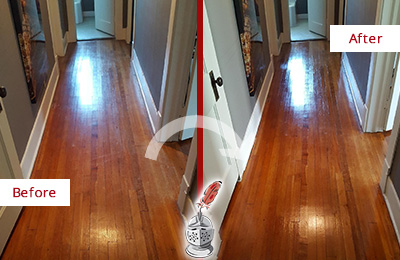 Sir Grout Restored This Charlotte Park Wood Floor with a Deep Cleaning Service to Eliminate Scratches Before and After Picture of a Charlotte Park Wood Deep Cleaning Service on a Floor to Eliminate Scratches